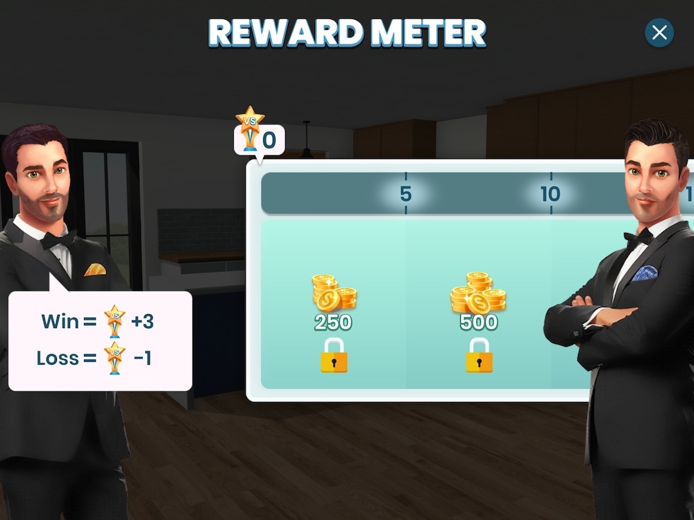 Property Brothers’ Designer Vs. Designer event runs throughout the week, incentivizing players to progress on the main puzzle levels
