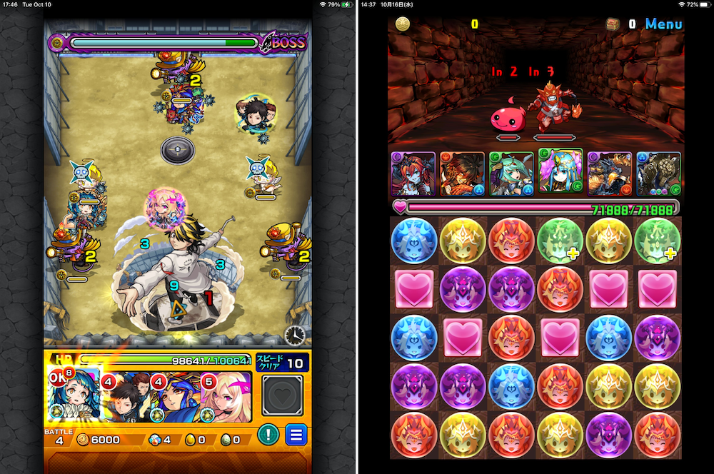  Monster Strike (left) and Puzzles & Dragons (right)