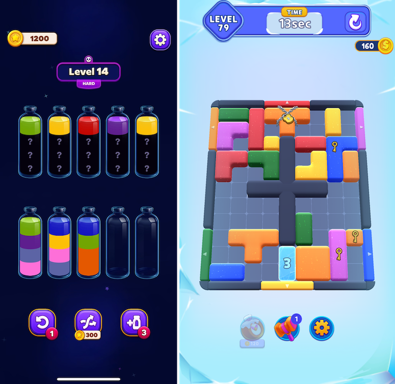 Magic Sort (left) and Color Block Jam (right)
